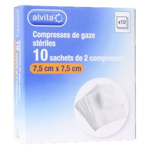 Alvita Cpres Gauze7.5x7.5 S10*2