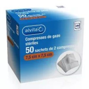 Alvita Cpres Gauze7.5x7.5 S50*2