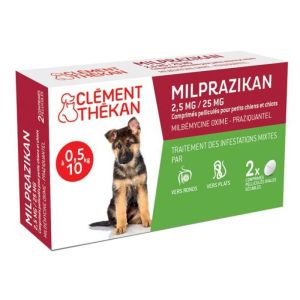 Milprazikan Dogs 2.5mg/25mg Dewormer for Dogs from 0.5 to 10 kg - Box/2