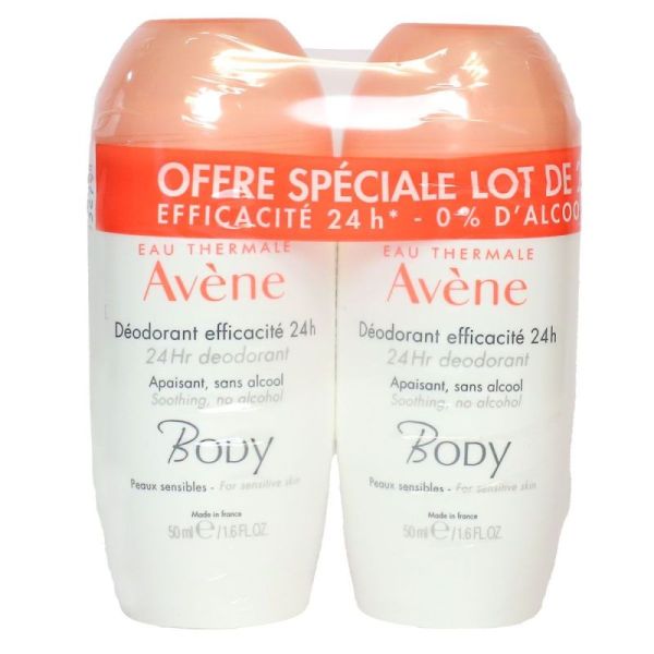 Avene Body Deo 24H Roll On 2X50Ml New