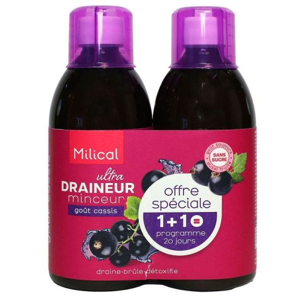 Milical Draineur Ultra Cassis 2X500Ml