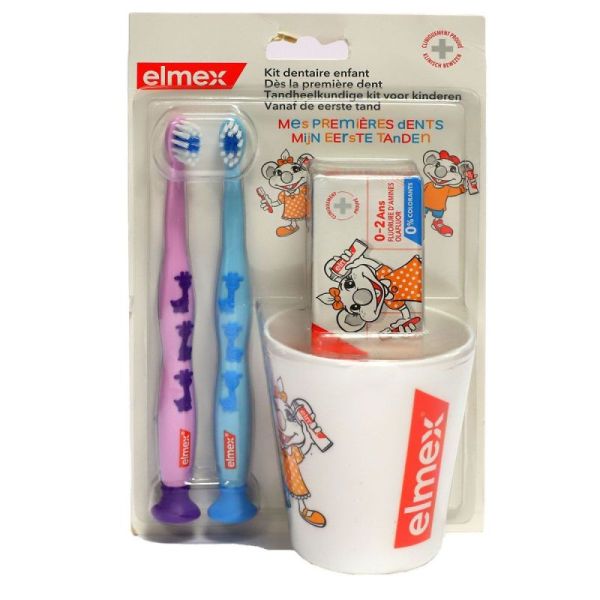 Blue and yellow children's dental kit
