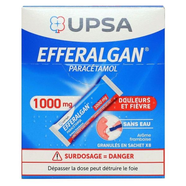 Efferalgan 1g 8 Sachets Vanille Fraise