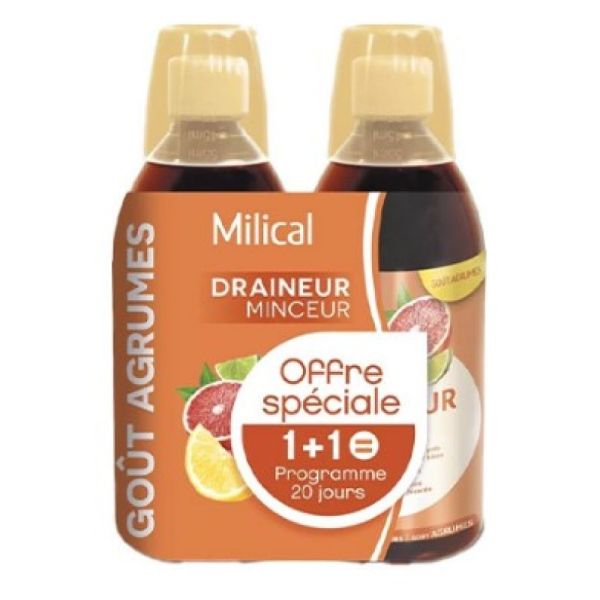 Milical Draineur Ultra Agrumes 2X500Ml