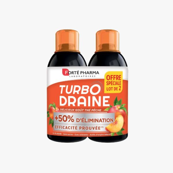 Turbodraine oral solution 2x500ml - peach green tea flavor