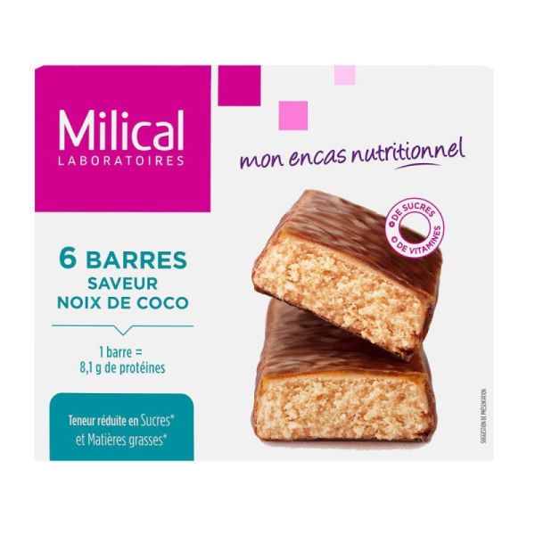 6 coconut-flavored slimming bars