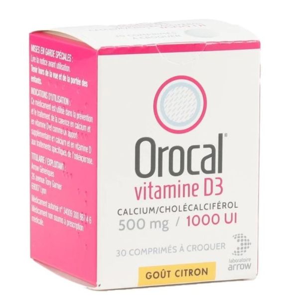 Orocal D3 500mg/1000iu C.crq30