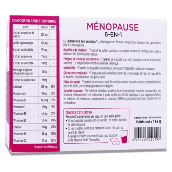 Granions Menopause 6En1 3Mois Cpr Seca180