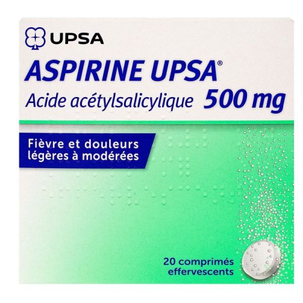 Aspirin 500 mg 20 effervescent tablets