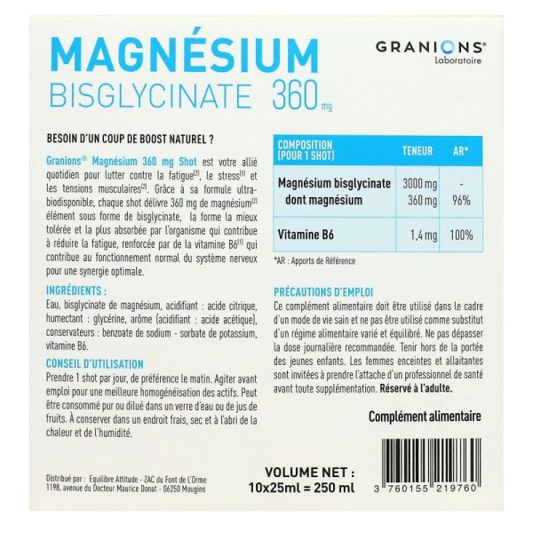 Granions Magnesium Bisglyci 360 Shot Bt10