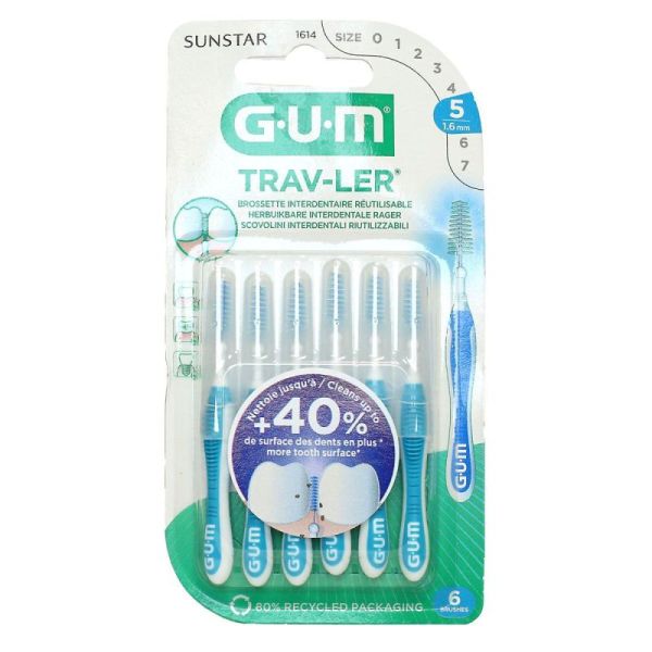 Trav-Ler 6 Reusable Interdental Brushes - Size: 1614: 1.6 mm