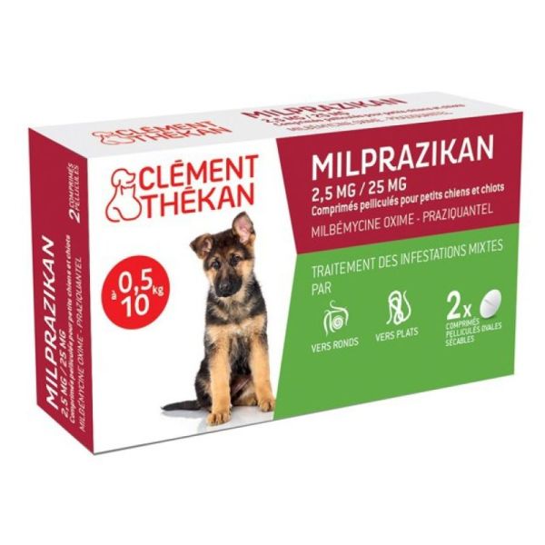 Milprazikan Dogs 2.5mg/25mg Dewormer for Dogs from 0.5 to 10 kg - Box/2
