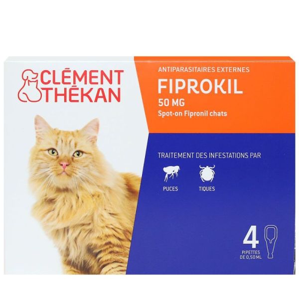 Fiprokil 50mg flea and tick treatment for cats - 4 pipettes