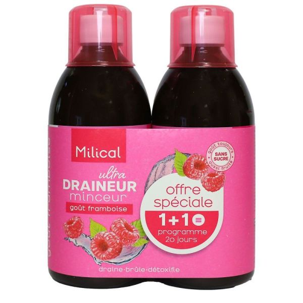 Milical Draineur Ultra Framboise 2X500Ml