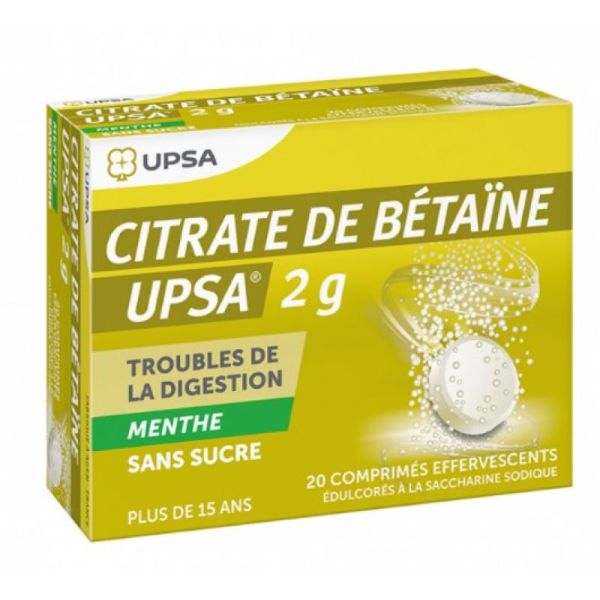Betaine citrate 20 mint effervescent tablets 2g