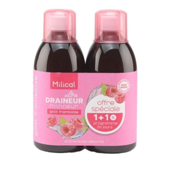 Milical Draineur Ultra Framboise 2X500Ml